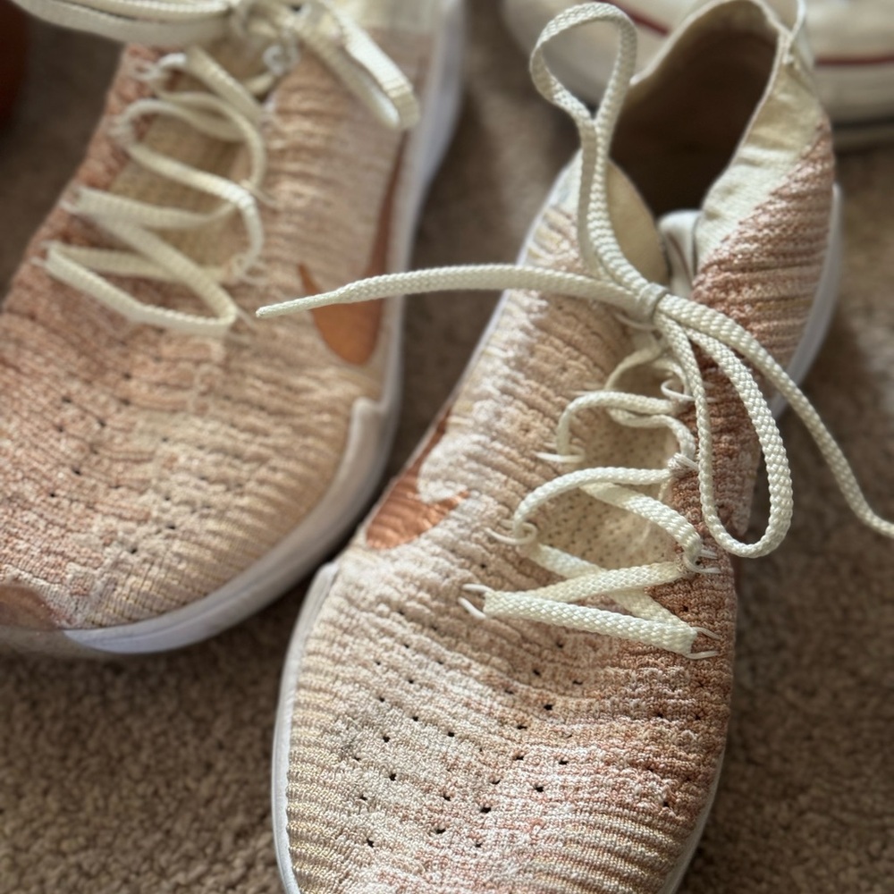 Nike Women's Knit Sneakers in Cream and Tan- Womens shoes sizes between W7.0-8.0
